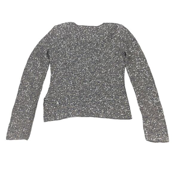 MAJE Brode Zip Shimmering Sequins Knitted Cardigan Sz Small - Picture 8 of 10